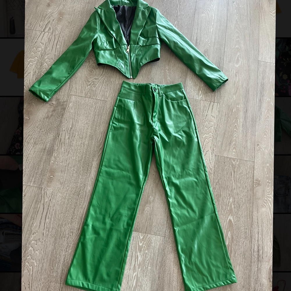 Green pant and blazer set